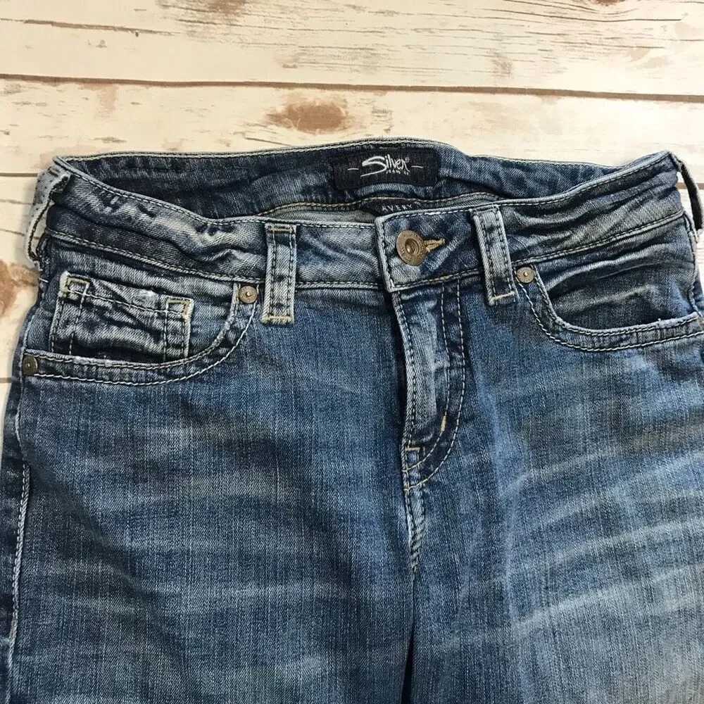Silver Jeans Avery Slim Boot Cut Blue Jean Light‎ Wash W 28 L 31 denim western